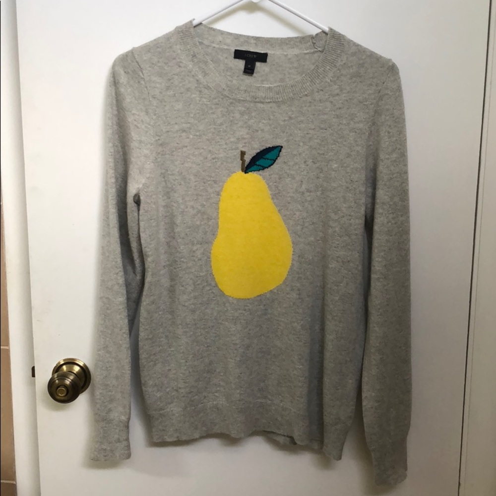 J Crew women’s yellow pear sweater light gray